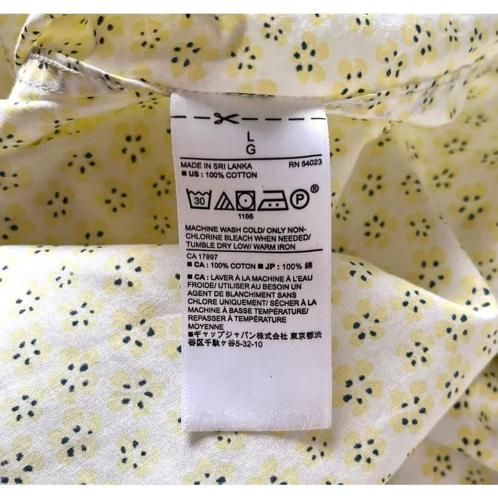 BANANA REPUBLIC Mens Large‎ Yellow Floral Short Sleeve Preppy Summer Button Down